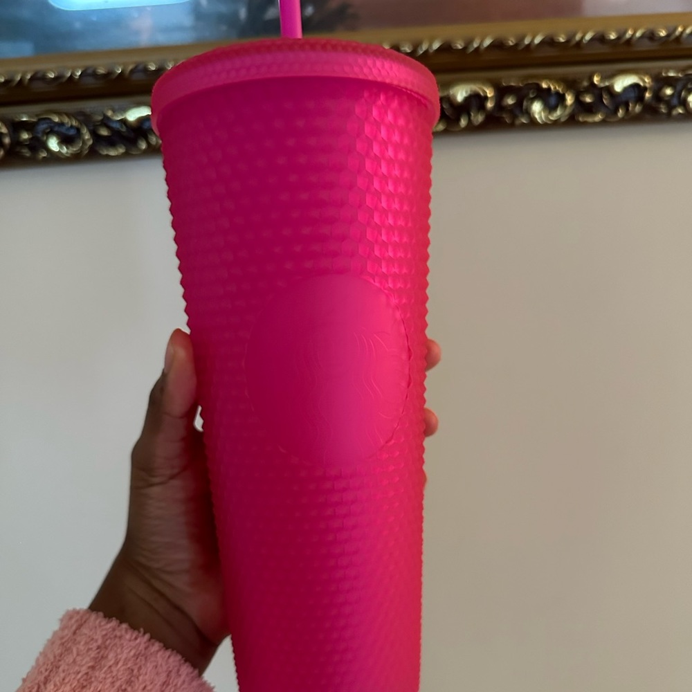 Hot pink studded Starbucks tumblr